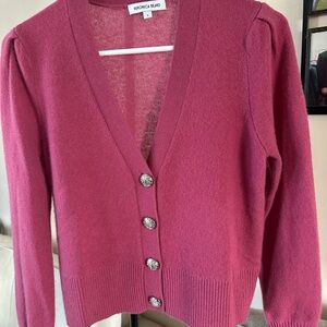 Veronica Beard Solene Cashmere Cardigan Sweater in Soft Raspberry S